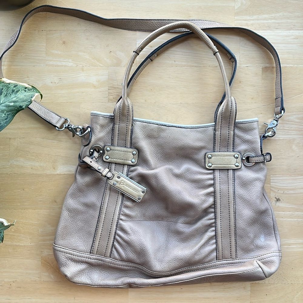 Y2K Buttery Leather B. Makowsky Tan Slouchy Convertible Carry-All Purse